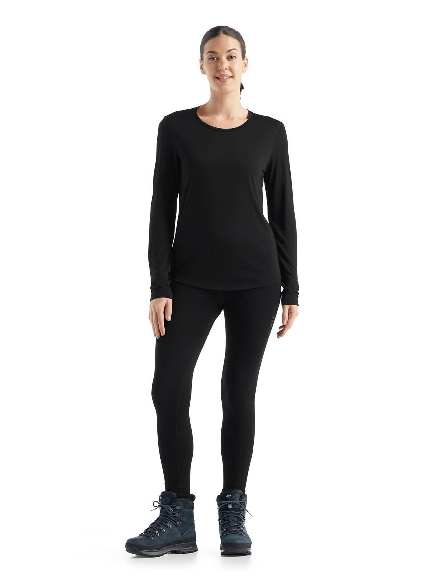 Women's Icebreaker Merino Sphere II T-Shirt Long Sleeve Black | CA 1303DFMN